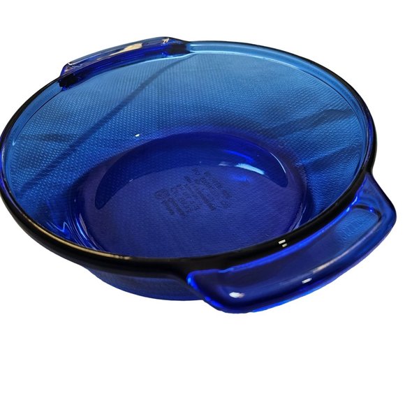 Vintage Anchor Hocking Essentials Cobalt Blue Casserole Bowl 2qt handles 9" - Picture 3 of 16